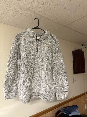 Weatherproof Light Gray Sherpa Zip-Up Jacket